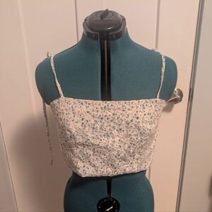 Lulu's Blue Floral Crop Top